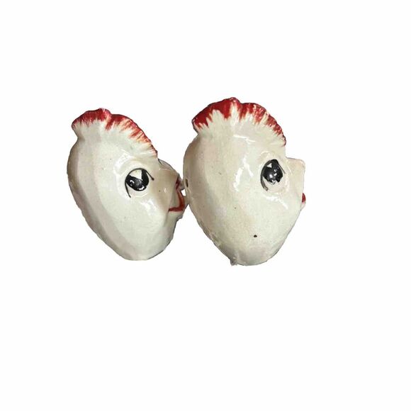 Vintage Salt & Pepper Shakers Chicken Rooster Anthropomorphic Japan Red White - Picture 4 of 5